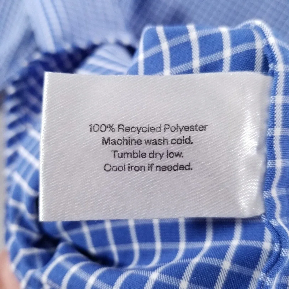 Ministry Of Supply Shirt Men Medium Blue Check Performance Sport Tech Commuter